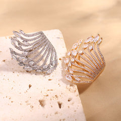 Marquise Solitaire Cubic Zirconia 18K Gold Anti Tarnish Adjustable Ring For Women