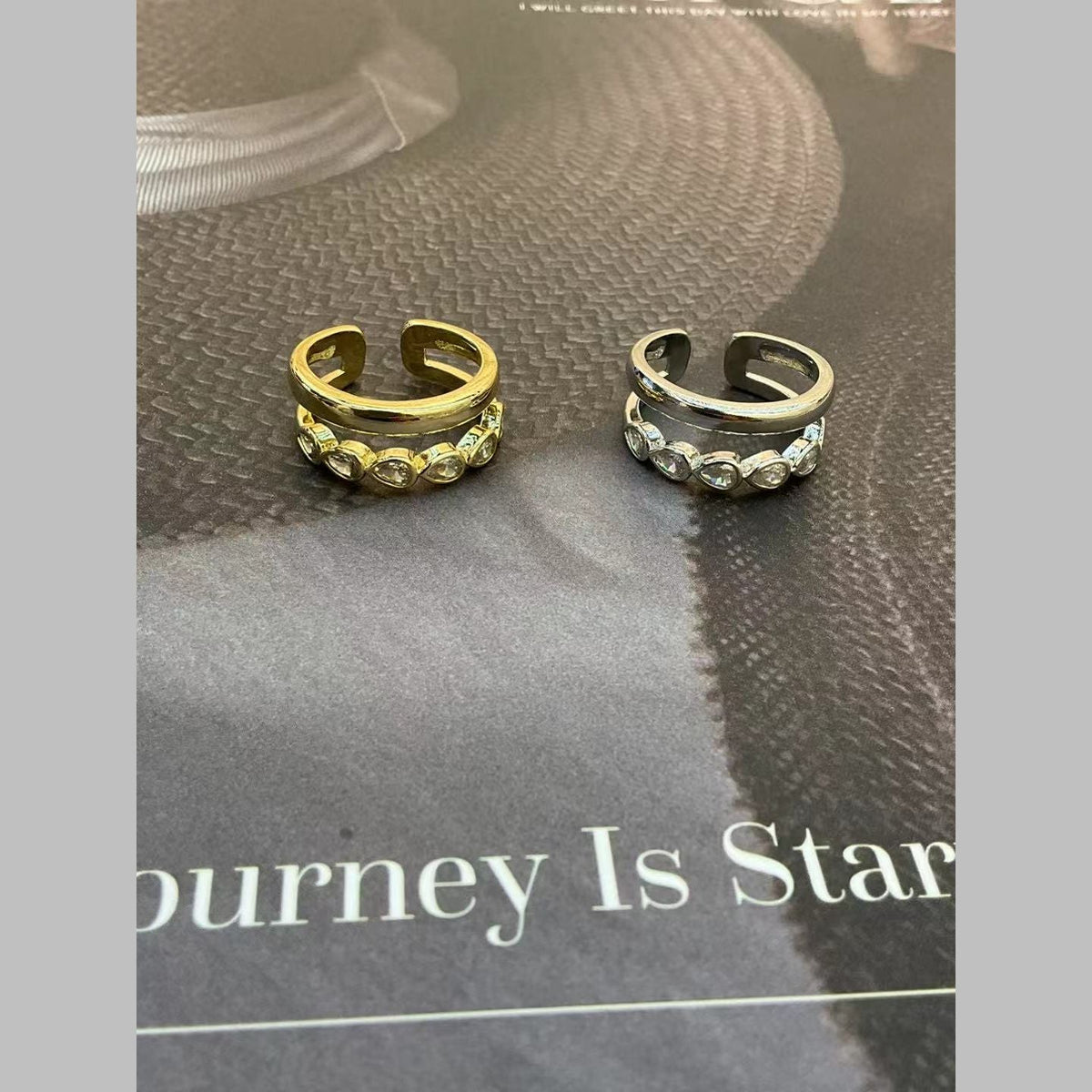 Marquise Cubic Zirconia 18K Gold Anti Tarnish Adjustable Band Ring For Women