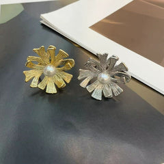 Flower Pearl White Silver Anti Tarnish Adjustable Ring For Women