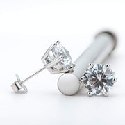 Solitaire 6 Mm Round Cut Cz Stainless Steel Ear Stud Pair Earring