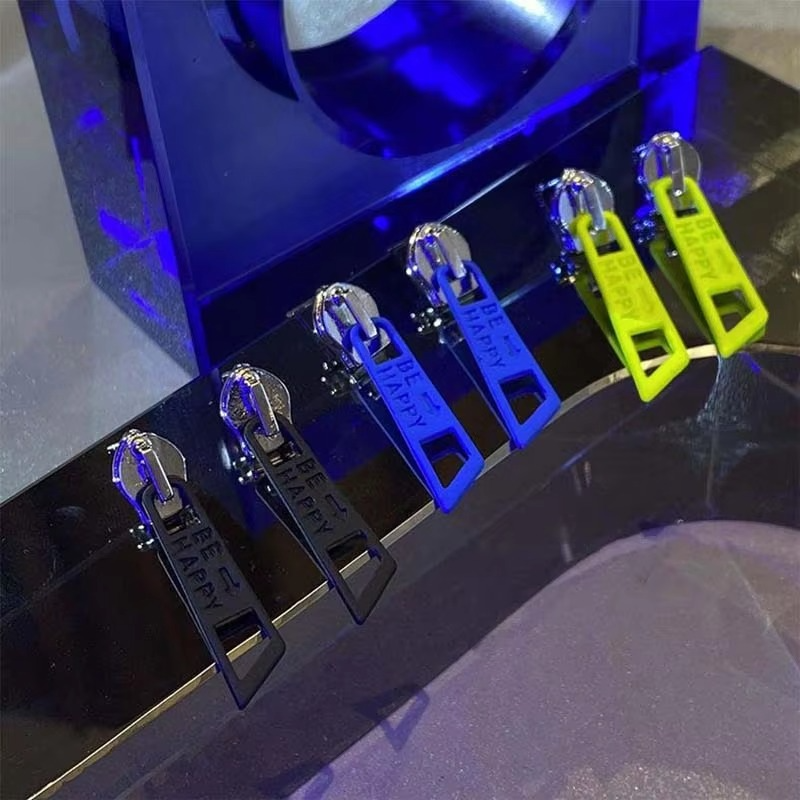 Punk Zipper Silver Blue Green Anti Tarnish Dangler Drop Earring For Women