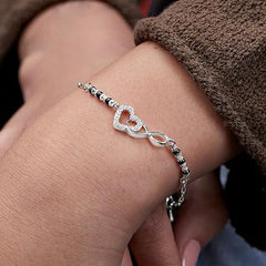 Infinity Heart Mangalsutra Style Rose Silver Gold CZ Brass Bracelet