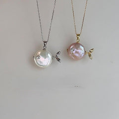 Ocean Round Pearl Shape Fish 18k Gold Silver Stainless Steel Anti Tarnish Necklace Pendant Chain For Women