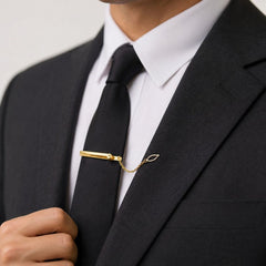 Plain 18K Gold CZ Formal Shirt Tie Pin Clip For Men