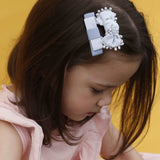 Beauty Grey Blue Fabric Hair Clip Accessories Pack Of 2 Pcs For Girl Women