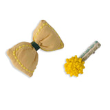 Stylish Incredible Yellow Fabric Hair Clip Accessories Pack Of 2 Pcs For Girl Women