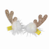 Reindeer Tale Silver Yellow Fabric Hair Clip Accessories Pack Of 2 Pcs For Girl Women