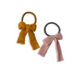 Bows Pink Brown Fabric Hair Band Accessories Pack Of 2 Pcs For Girl Women