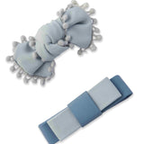 Beauty Grey Blue Fabric Hair Clip Accessories Pack Of 2 Pcs For Girl Women