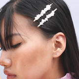 White Delight Acrylic 18K Gold Anti Tarnish White Hair Clip Accessories Pack Of 2 Pcs For Girl Women