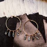 Hoop Drama Acrylic 18K Gold Anti Tarnish Black Hoop Chandelier Earring For Women