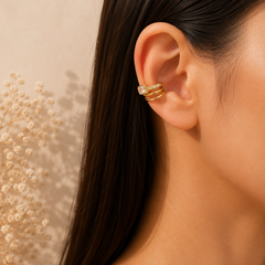 Minimalist Spiral Style Gold Silver Plated CZ Single Ear Cuff Earrings