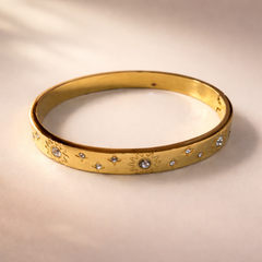 Sun Pattern Gold Silver CZ Anti Tarnish Stainless Steel Cuff & Kada