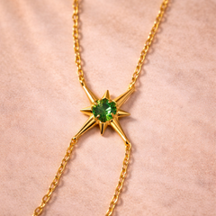 Green Star Gold Plated Cubic Zirconia Brass Bracelet For Women