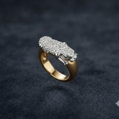 Luxury Panther Gold Silver Plated CZ Copper Anti Tarnish Fancy Ring