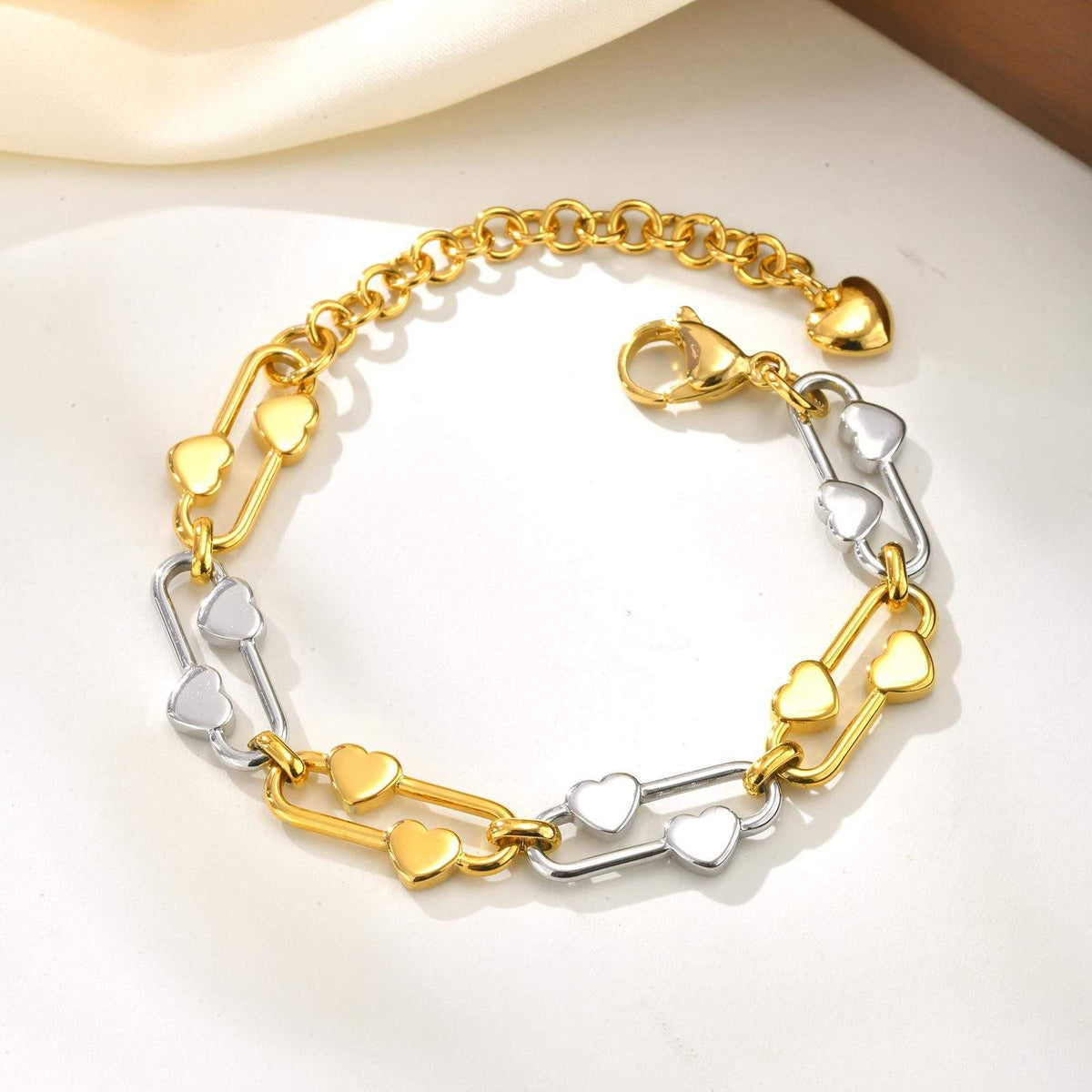 Gold Silver Heart Plain Anti Tarnish Stainless Steel Women