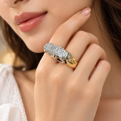 Luxury Panther Gold Silver Plated CZ Copper Anti Tarnish Fancy Ring