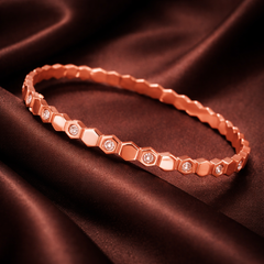 Rose Silver Gold CZ Anti Tarnish Stainless Steel Cuff & Kada For Women