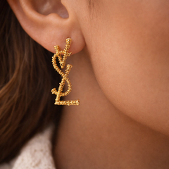 Modern Logo Design Gold Plain Stainless Steel Stud Earrings