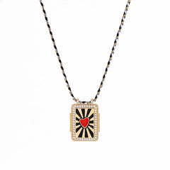 Heart Moon Enamel 18K Gold Threads Adjustable Bracelet For Women