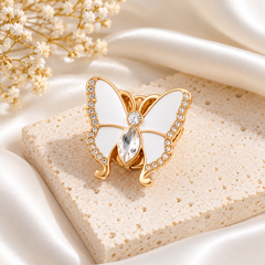Luxury Butterfly Design Gold Plated CZ Brass Anti Tarnish Button Cover