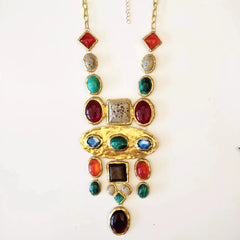 Multi Color Gold Plated Beads Alloy Necklace for Women