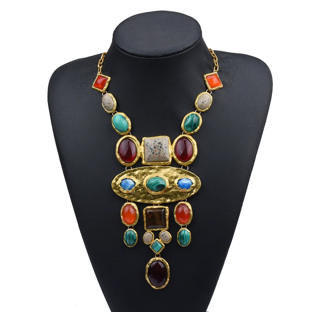 Multi Color Gold Plated Beads Alloy Necklace for Women