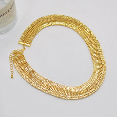Gold White Layered Choker Gold Plated Cubic Zirconia Necklace
