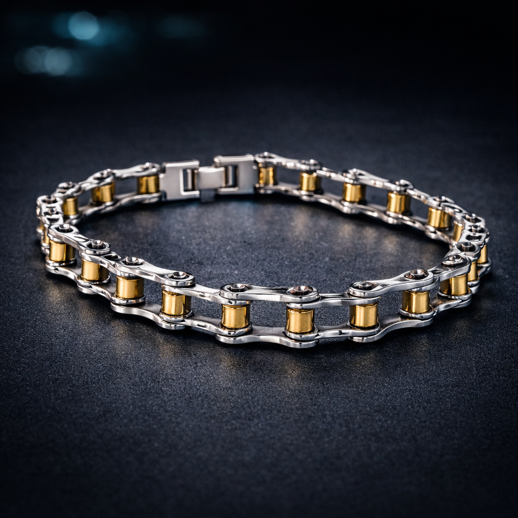 Links & Chain Gold Silver Plain Stainless Steel Bracelet For Men
