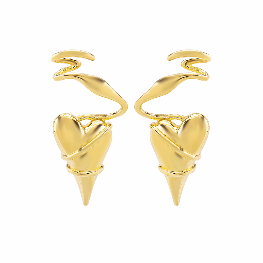 Heart Wrap Style Gold Silver Plated Plain Alloy Stud Earrings For Women