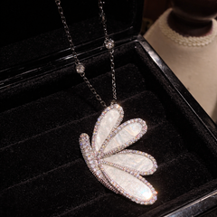 Butterfly Silver Plated Cubic Zirconia Pendant Necklace for Women