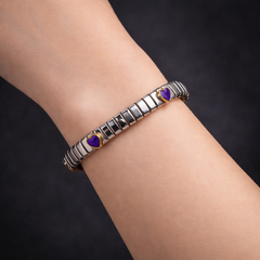 Purple Heart Gold Silver Plated Anti Tarnish Stainless Steel Bracelet