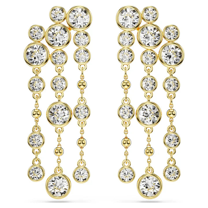 Solitaire Gold Plated Cubic Zirconia Rhinestone Alloy Dangler Earrings
