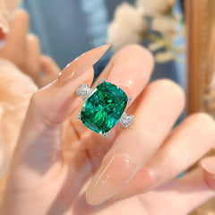 Blue Green Solitaire Cubic Zirconia Silver Anti Tarnish Free Size Ring For Women