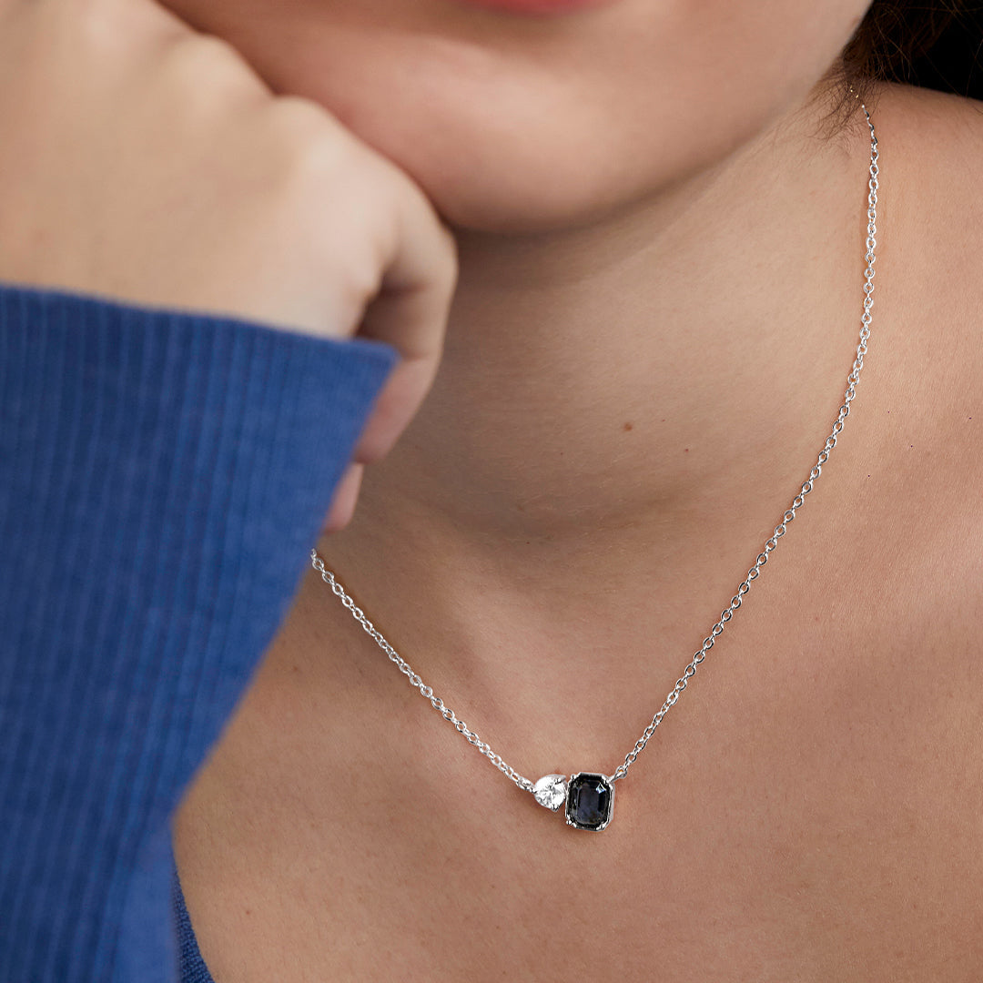Modern Geometric Rose Silver Gold Plated CZ Anti Tarnish Brass Necklace