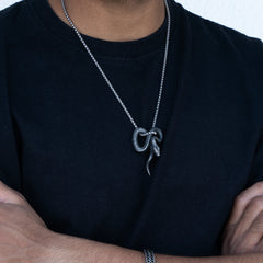 Snake Silver Black Stainless Steel Anti Tarnish Necklace Pendant Chain For Men