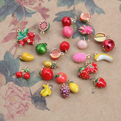 Designer Multi Color Fruit Charm Enamel Gold Plated CZ Copper Pendant