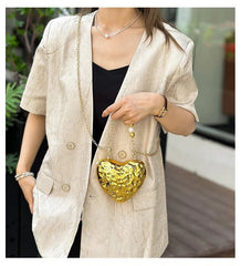 Beaten Finish Acrylic Heart Gold Silver Transparent Mini Bag Hand Bag Solder For Womenbang