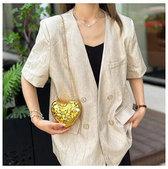 Beaten Finish Acrylic Heart Gold Silver Transparent Mini Bag Hand Bag Solder For Womenbang