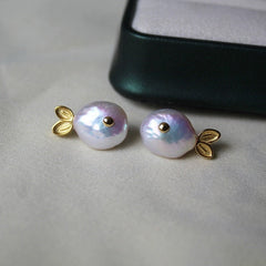 Ocean Tiny Pearl Shape Fish Gold Silver Anti Tarnish Stud Earring