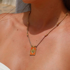 Dual Heat Gold Multi Beads Thread Anti Tarnish Necklace Pendant
