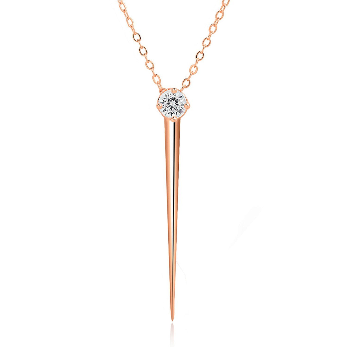 Brass 18k Rose Gold Solitaire Javeline Pendant For Women
