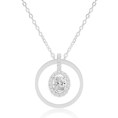 Brass 18k Rose Gold Oval Geometric Pendant For Women