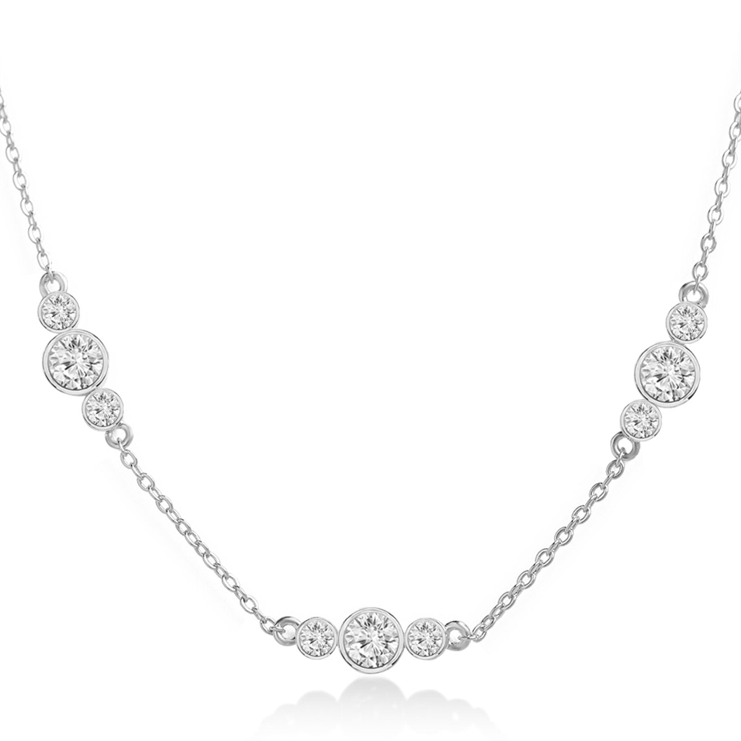14K Real Solid Gold Bezel Solitaire Necklace for Women