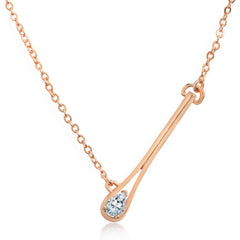 Brass 18k Rose Gold Tilting Drop Crystal Pendant For Women