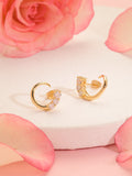 Brass 18k Rose Gold Front To Back Graduating Stud Earring Pair For Women