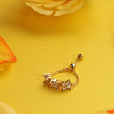 Brass 18k Rose Gold Adjustable Chain Ring For Women