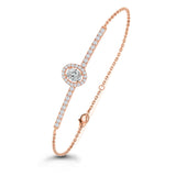 Brass 18k Rose Gold Oval Crystal Bar Bracelet For Women