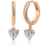 Brass 18k Rose Gold Heart Shape Crystal Clip On Earring Pair For Women