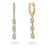 Brass 18k Rose Gold Oval Crystal Dangler Earring Pair For Women
